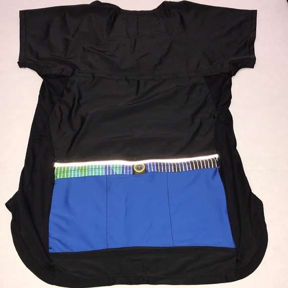 Moxie Sz M Cycle Jersey Top Black Blue Green - Picture 2 of 4